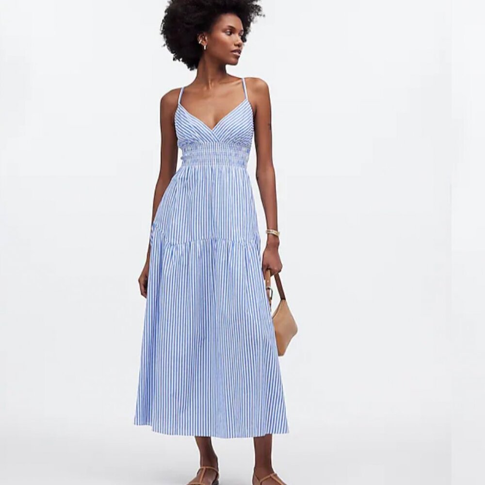 Madewell Empire-Waist Tiered Maxi Dress in Stripe, Size 8